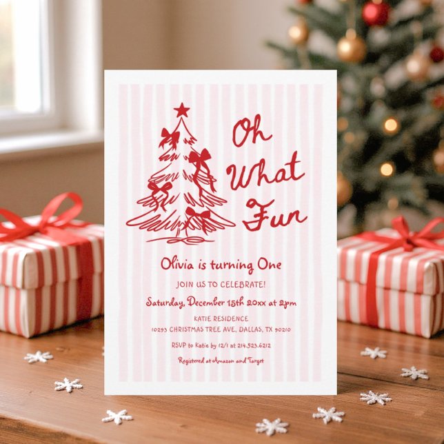 Convites Whimsical Oh What Fun Girl 1st Birthday Party (Criador carregado)