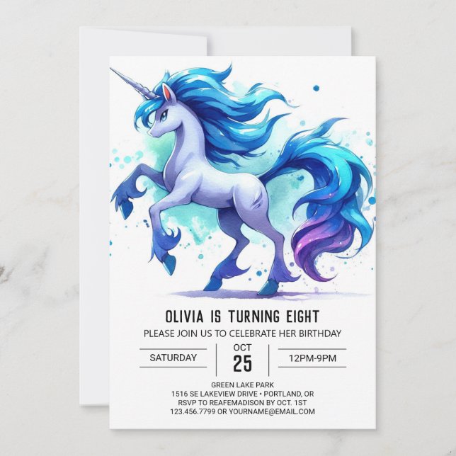 Convites Whimsical Online Horse Aniversário (Frente)