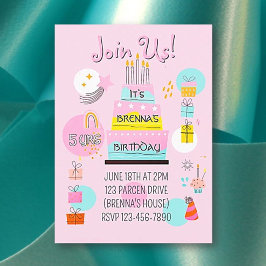 Convites Whimsical Partytime Kids Convocação de Brithday