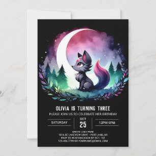 Convites Whimsical Pastel Wolf Birthday