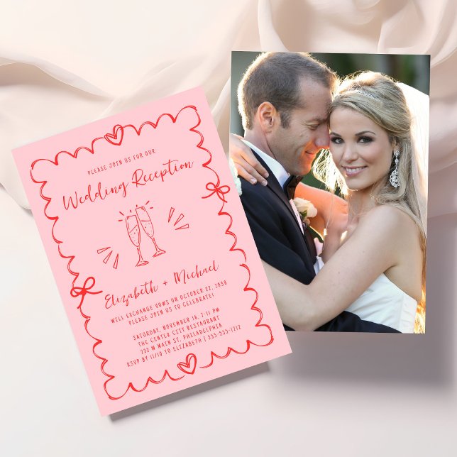 Convites Whimsical Photo Wedding Reception (Whimsical Photo Wedding Reception Invitation)