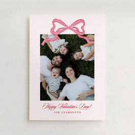 Convites Whimsical Pink Bow Valentine’s Day Photo Card