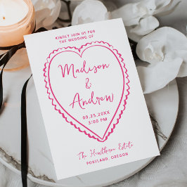 Convites Whimsical Pink Heart Wedding