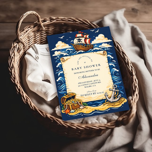 Convites Whimsical Pirate Ship Adventure Baby Shower (Criador carregado)