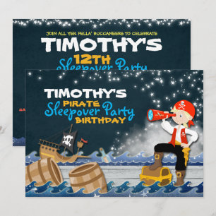 Convites Whimsical Pirate Sleep Sobre Festa de aniversário 