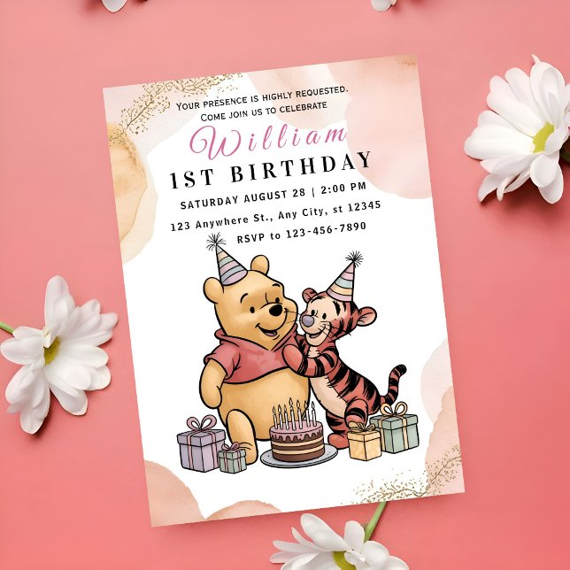 Convites Whimsical Pooh & Friends 1st Birthday (Criador carregado)