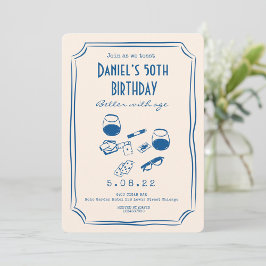 Convites Whimsical Quirky Funky Handwrite 50th Birthday