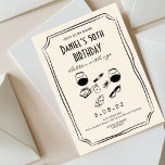 Convites Whimsical Quirky Funky Handwrite 50th Birthday<br><div class="desc">Charuto de Uísque Desenhado à Mão - 50º Aniversário</div>