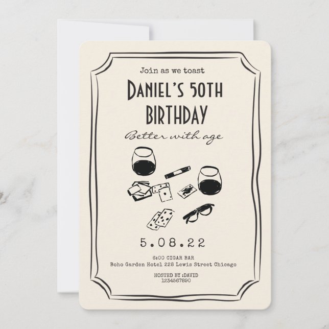 Convites Whimsical Quirky Funky Handwrite 50th Birthday (Frente)
