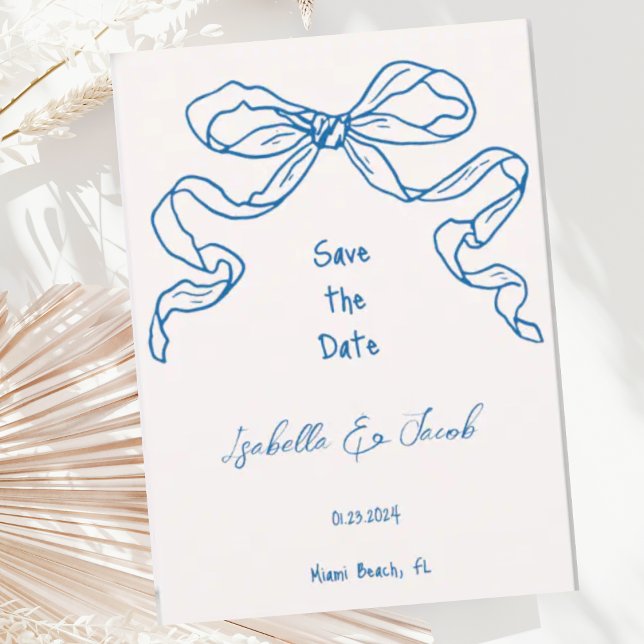 Convites Whimsical Quirky Hand Drawn Blue Arco Salvar a Dat (Criador carregado)