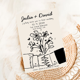 Convites Whimsical Quirky Handwrite Floral Wedding