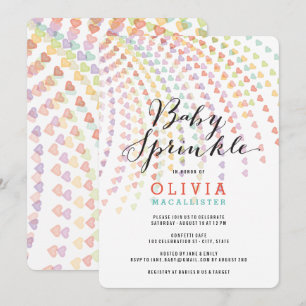 Convites Whimsical Rainbow Hearts Fun Baby Sprinkle Invite