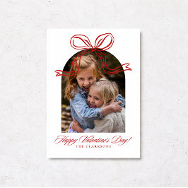 Convites Whimsical Red Bow Valentine’s Day Photo Card