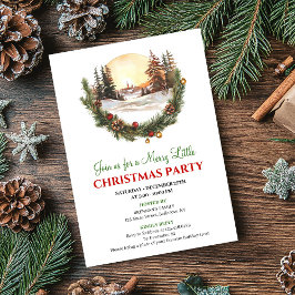 Convites Whimsical Red Green Winter Scene Party Invitation