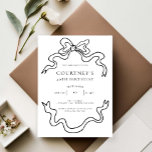 Convites Whimsical Ribbon Bow 40th Birthday Party<br><div class="desc">This whimsical birthday party invitation features a cute dainty hand drawn bow and simple text. For more advanced customisation of this design,  e.g. changing layout,  font or text size please click the "CUSTOMIZE" button above. Please contact me for any questions!</div>