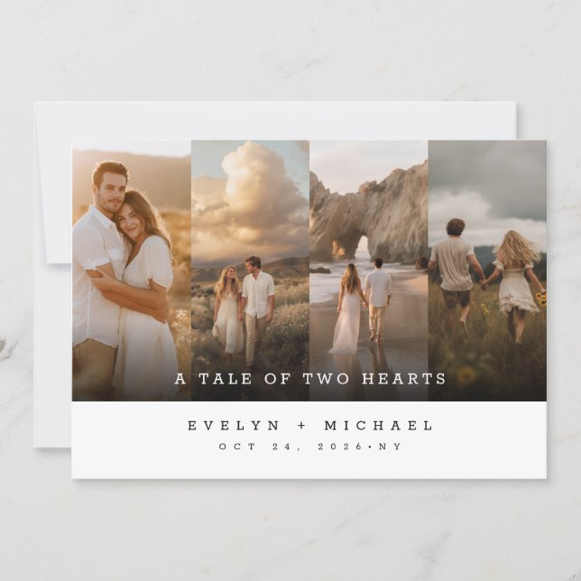 Convites Whimsical Rustic Collage Photo Wedding (Frente)