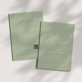 Convites Whimsical Sage Green | Tudo em um Chá de fraldas