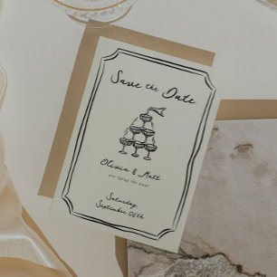 Convites Whimsical Save The Date Champagne Tower