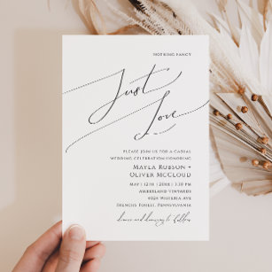 Convites Whimsical Script Nothing Fancy Just Love Wedding