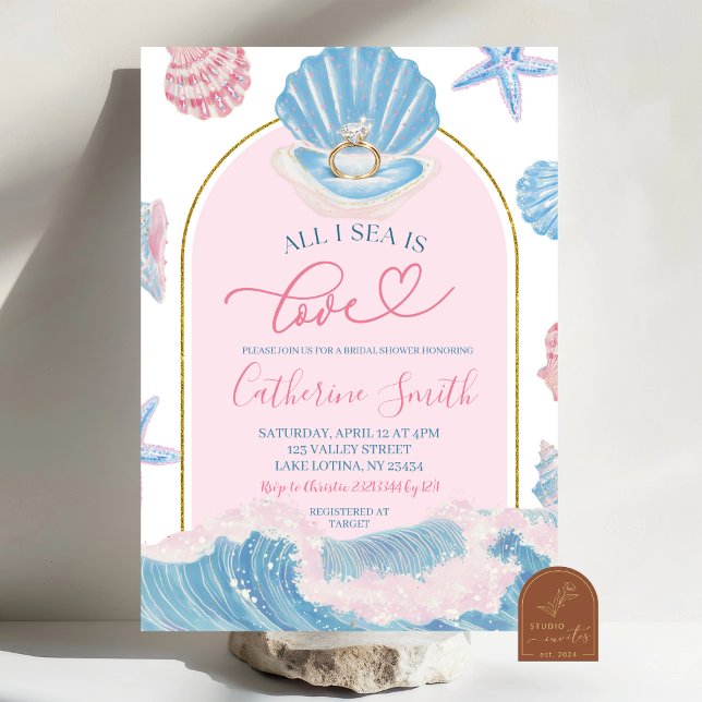 Convites Whimsical Shell All I sea is love bridal shower (Criador carregado)