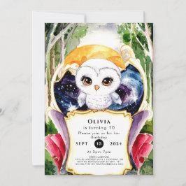 Convites Whimsical Simple Owl Birthday