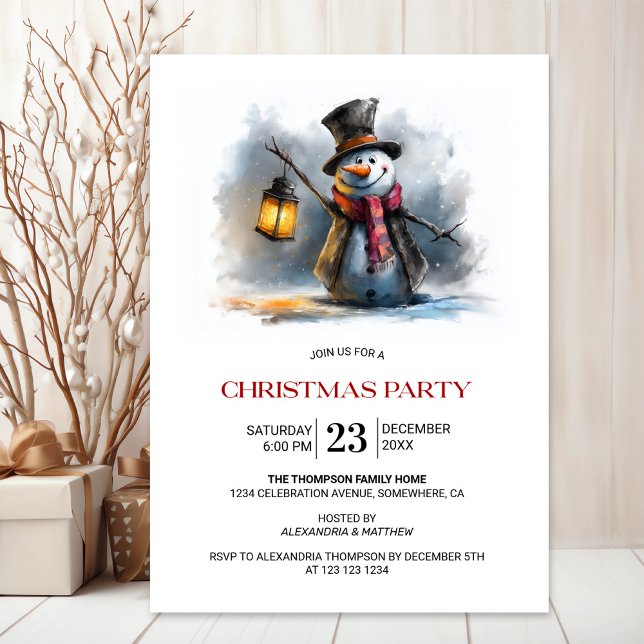 Convites Whimsical Snowman Christmas Party (Criador carregado)