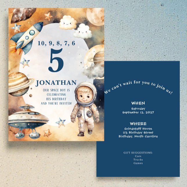 Convites Whimsical Space Personalized Birthday Invitation (Criador carregado)
