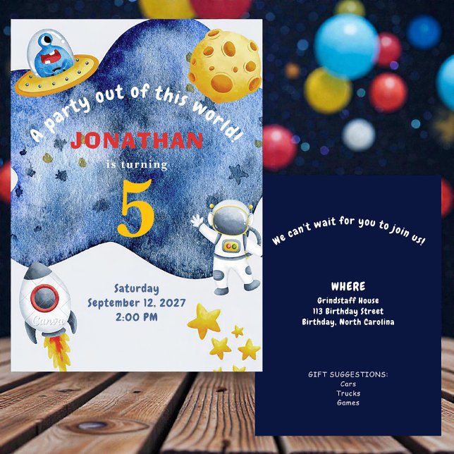 Convites Whimsical Space Personalized Birthday Invitation (Criador carregado)