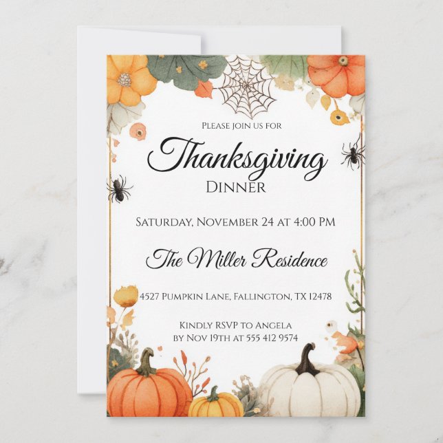 Convites Whimsical Spooky Fall Thanksgiving Dinner  (Frente)