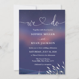 Convites Whimsical Starry Night Script Modern Wedding