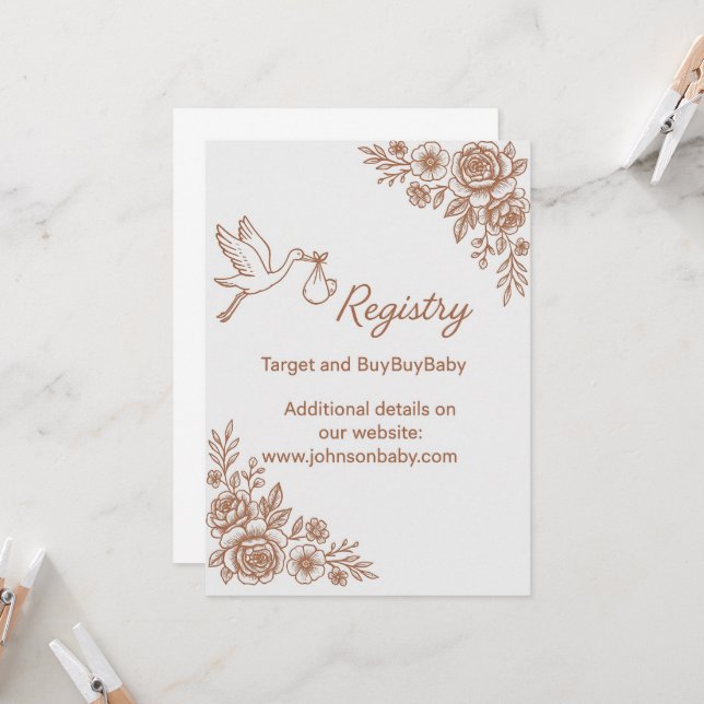 Convites Whimsical Storey & Floral Rustic Registry (Frente/Verso In Situ)