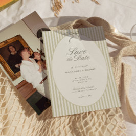 Convites Whimsical Stripe Green Wedding Save the Date