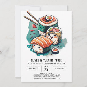 Convites Whimsical Sushi Birthday