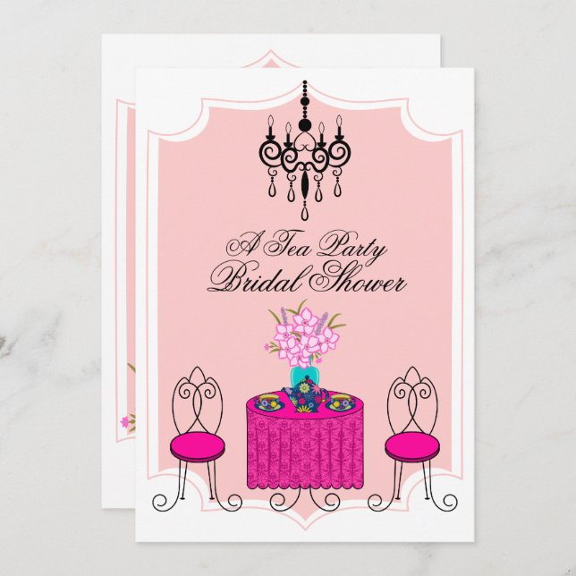 Convites Whimsical Tea Party (Frente/Verso)