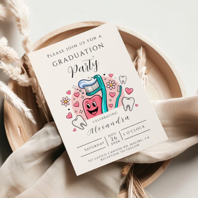 Convites Whimsical Tooth & Hearts Dental Graduation Party (Criador carregado)
