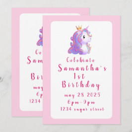 Convites Whimsical Unicorn Birthday