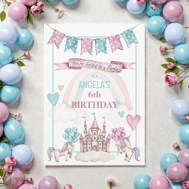 Convites Whimsical Unicorn Castle Birthday Invitation
