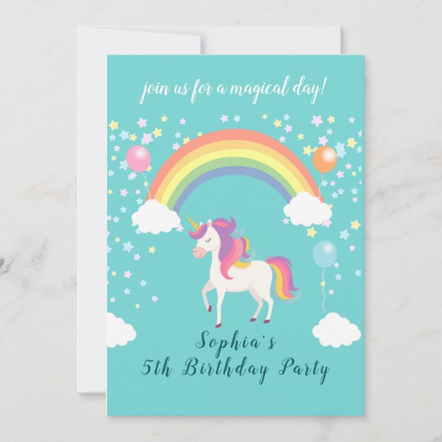 Convites Whimsical Unicorn Party (Frente)