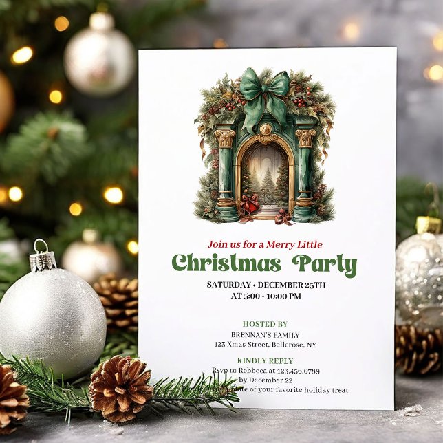 Convites Whimsical Victorian Christmas fireplace party  (Whimsical Victorian Christmas fireplace party Invitation)