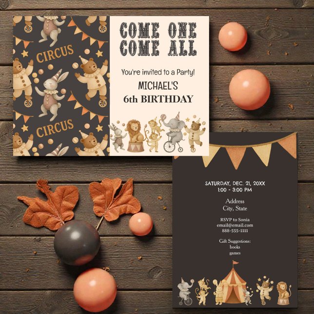 Convites Whimsical Vintage Circus Birthday  Invitation (Criador carregado)