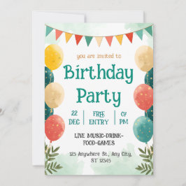 Convites Whimsical Watercolor Birthday Celebration Invitati