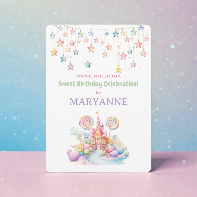 Convites Whimsical Watercolor Candy Birthday Invitation (Criador carregado)
