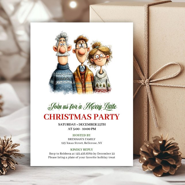 Convites Whimsical Watercolor Family Editable Christmas  (Whimsical Watercolor Family Editable Christmas Card)
