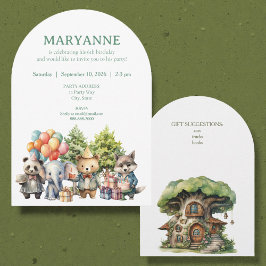 Convites Whimsical Watercolor Forest Birthday Invitation