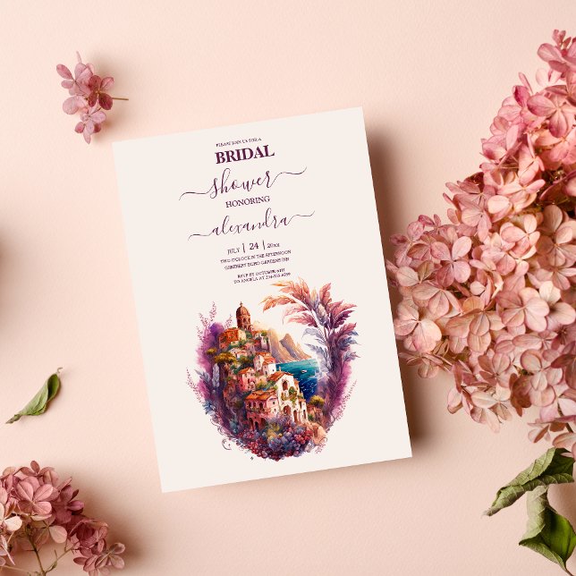 Convites Whimsical Watercolor Itália Destino Bridal (Criador carregado)