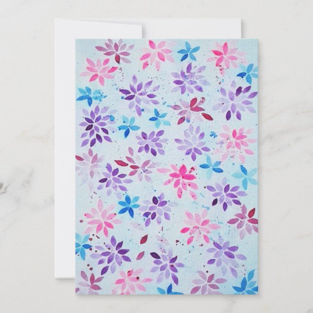 Convites ​Whimsical Watercolor Purple & Pink Floral (Frente)
