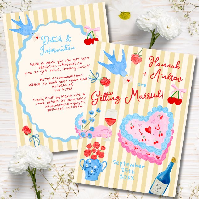 Convites Whimsical watercolor quirky Wedding Invitation (Criador carregado)
