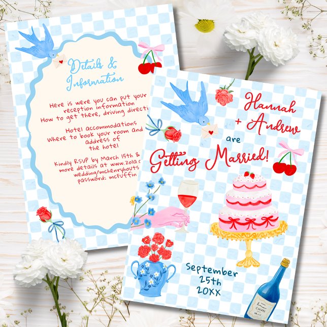 Convites Whimsical watercolor quirky Wedding Invitation (Criador carregado)