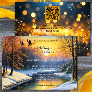 Convites Whimsical Watercolor Winter All-in-One Wedding