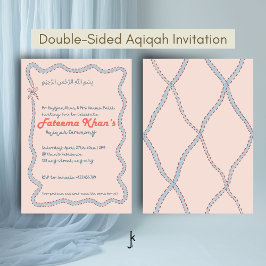 Convites Whimsical wavy of Blush Pink and Soft Blue Aqiqah